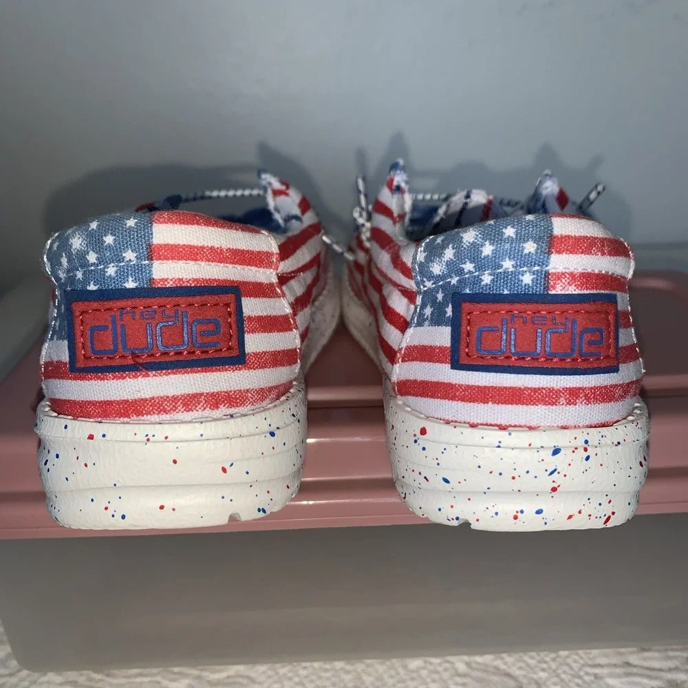 New! Hey Dude Wally Youth‎ Patriotic Stars Stripes Slip On Shoes US Size K12 12